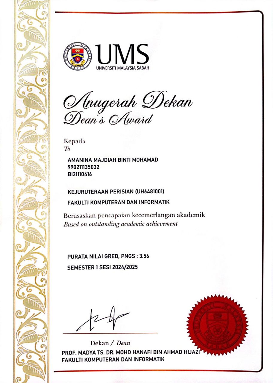 Dean's Award UMS Semester 1